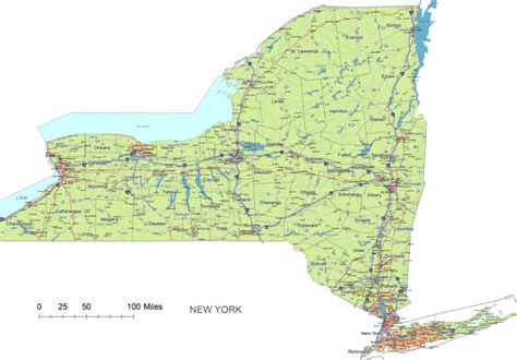 york state vector road map  vector mapscom