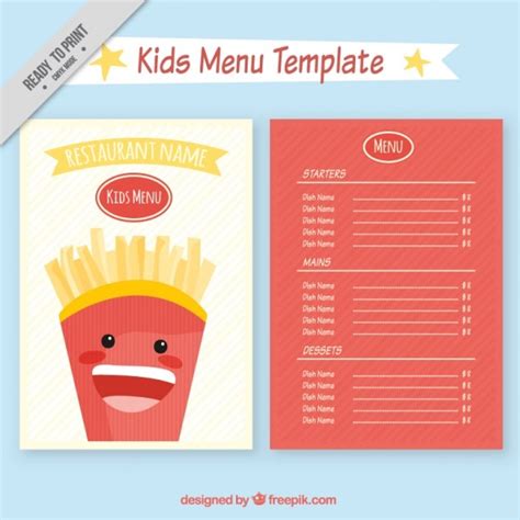 vector kids restaurant menu template