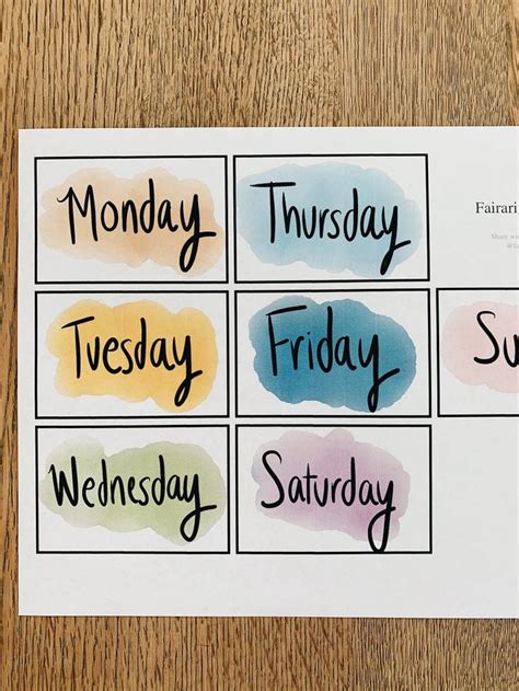 days   week printable labels  visual schedule etsy