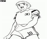 Tsubasa Ozora Colorear Oliver Benji Capitán Atom Capità Futbolista Gol sketch template