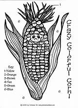 Corn Color Number Indian Coloring Pages Printables Fall Worksheets Word Search Kids Puzzles Thanksgiving Numbers Print Preschool Printable Math Cob sketch template