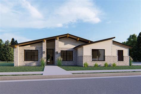 exclusive contemporary ranch plan  open concept living space chp architectural