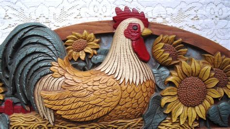 vintage french country rooster wall plaque   long    tall