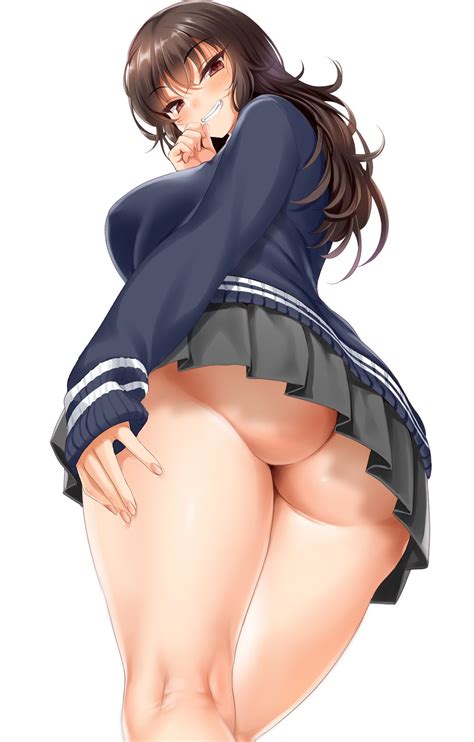 cle masahiro original highres 1girl ass bangs blue sweater blush