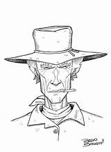 Caricature Clint Eastwood sketch template