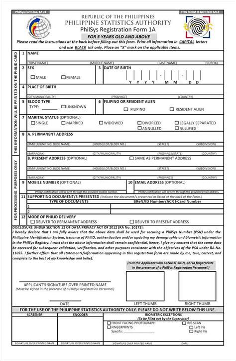 philsys registration form   philsys