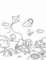 Kite Coloring Flying Boy Little Pages Dog Printable Kids Books Spring Description Categories Coloringonly sketch template