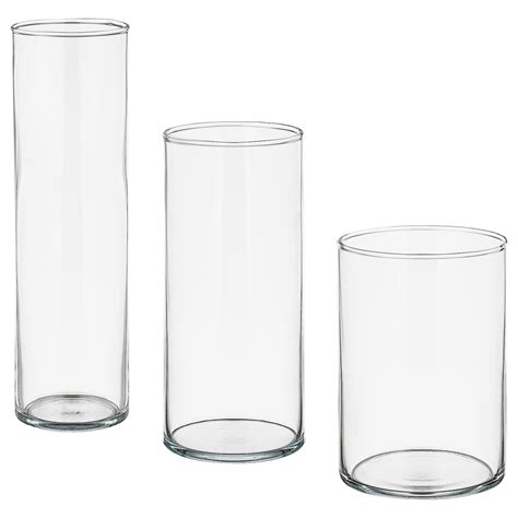 Cylinder Vase Set Of 3 Clear Glass Ikea