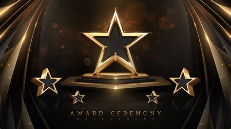 award ceremony background   gold star  ribbon element  glitter light effect