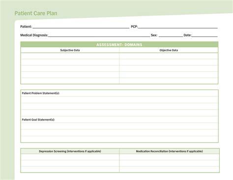 blank nursing care plan templates