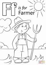 Farmer Coloring Letter Farm Pages Printable Animals Animal Drawing Scene Preschool Book Alphabet Truck Kids Sheets Supercoloring Template Fire Overalls sketch template
