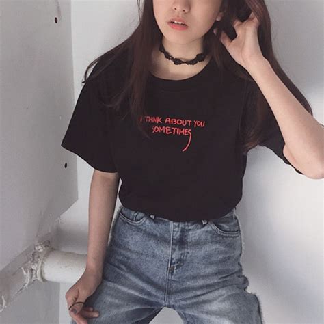 Summer Tops Korean Ulzzang Harajuku Embroidery Short Sleeve Women