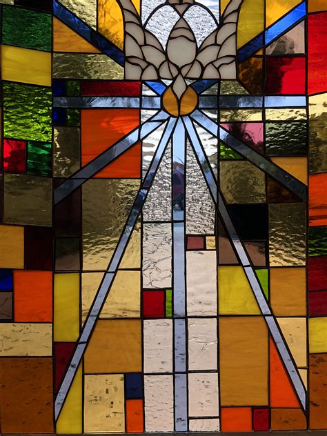 Colorful Cross Stained Glass Window Panel