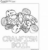 Coloring Crawfish Boil Pages Country Cajun Gras Mardi Party Drawing Louisiana Low Color Template Kids Seafood Sheets Outlet Colored Scenes sketch template