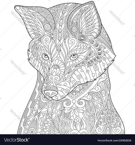 fox adult coloring page royalty  vector image