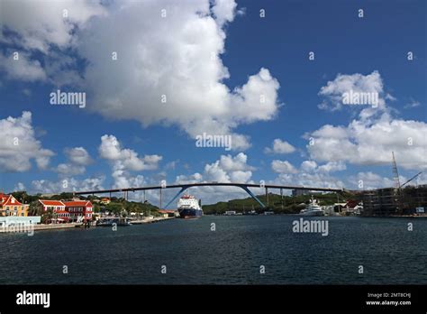 queen juliana bridge spanning  anna bay willemstadt curacao stock photo alamy