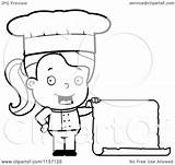 Chef Menu Female Cartoon Toddler Clipart Coloring Holding Blank Cory Thoman Outlined Vector Regarding Notes sketch template