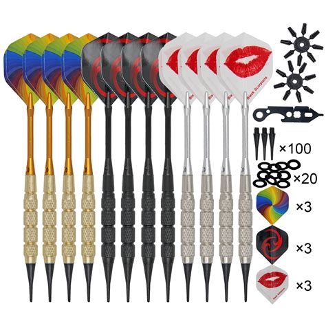 pcs darts dart flight set  pcs spare soft dart tips dart