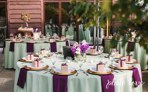 plum and sage wedding colors wedding reception table set