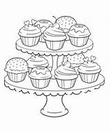 Coloring Pages Cupcakes Adult Printable Food Cupcake Sheets Birthday Christmas Wedding Kids sketch template