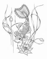 Koi Pez Coccinelle Mandalas Erwachsene Ausmalen Bordado Fische Japonais Adulte Tissu sketch template