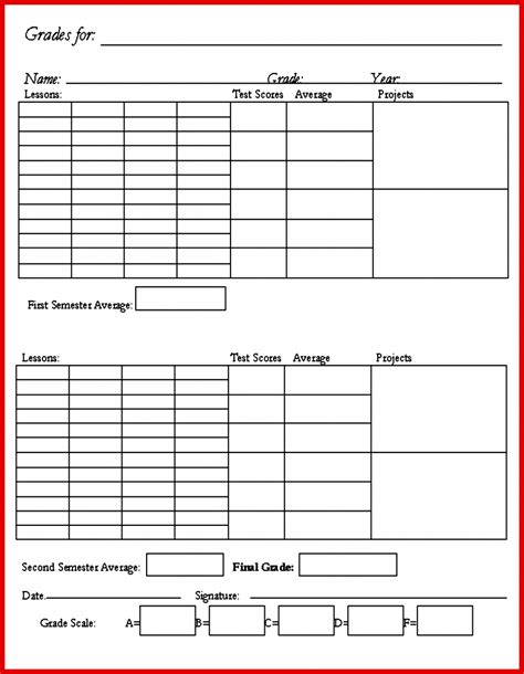 printable kindergarten report card template printable templates