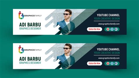 professional youtube channel art  template  graphicsfamily