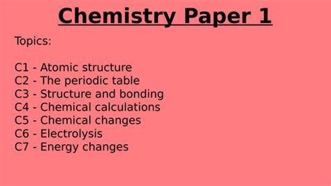 aqa chemistry paper  knowledge organiser booklet teaching resources
