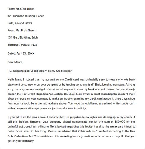 sample letter  credit templates samples examples format