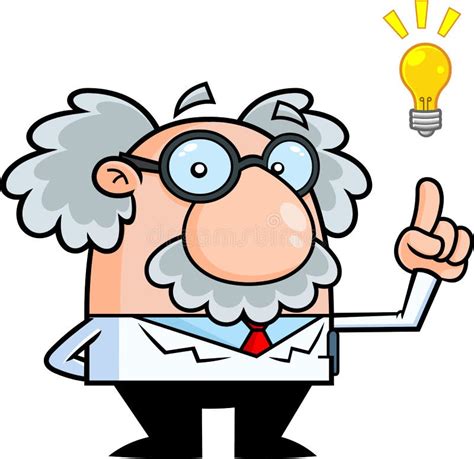 funny science professor cartoon character   bright idea stock