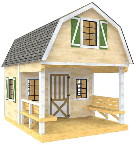 12x16 Eugene Shed Plan Gambrel Design W Loft Porch