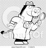 Magnifying Donkey Detective Outlined Clipart Thoman sketch template