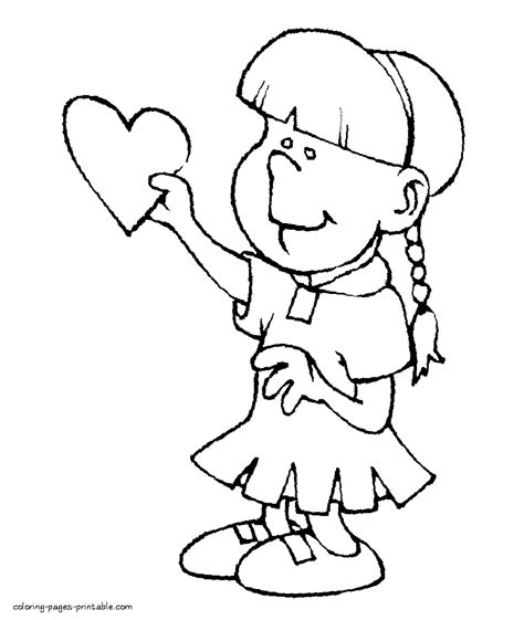 girl   valentine heart coloring pages printablecom