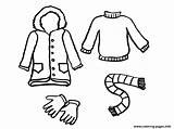 Clothes Winter Coloring Pages Clipart Colouring Kids Clip Cloth Draw Line Drawing Outline Dress Printable Fall Color Children Cloths Cliparts sketch template
