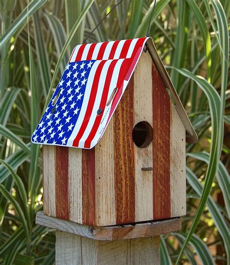 birdhouse stars  stripes flag birdhouse red white  blue