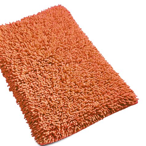 tapis de bain xcm uni coton chenille orange terracota linnea linge de maison
