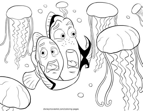 marlin  dory finding nemo coloring pages disney movies list
