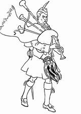 Coloring Scottish Bagpipes Soldier Highland Playing Great Pages Kilt Colouring Coloringsky Kids Sky sketch template