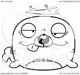 Lineart Seal Mascot Drunk Character Illustration Cartoon Royalty Cory Thoman Graphic Clipart Vector sketch template
