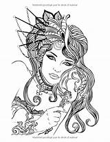 Coloring Pages Adult Woman Beautiful Girl Coloriage Color Fairy Women Portraits Adults Rated Books Amazon Livre Fr Pour Printable Adultes sketch template