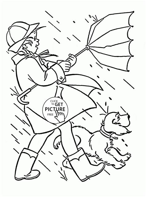 windy  rainy spring coloring page  kids seasons coloring pages