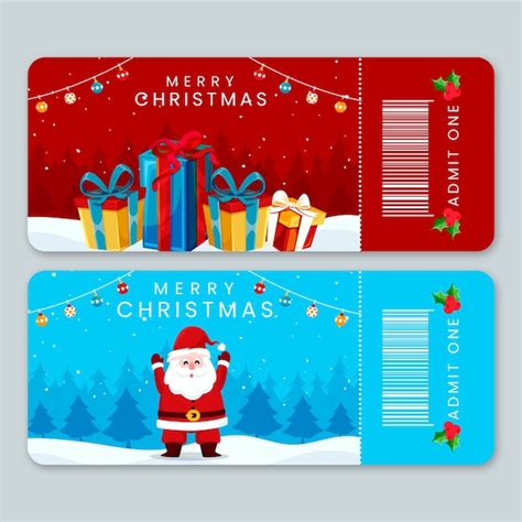 vector flat christmas party ticket template