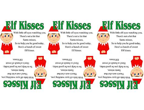 printable elf kisses printable template printable templates