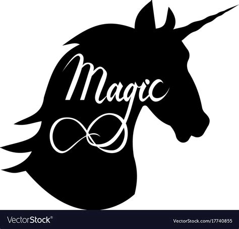 unicorn head silhouette  text royalty  vector image