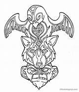Totem Pole Tattoo Drawing Coloring Poles Designs Pages Drawings Animal Alaska Deviantart Outline Easy Cool Tiki Native Bear American Tattoos sketch template