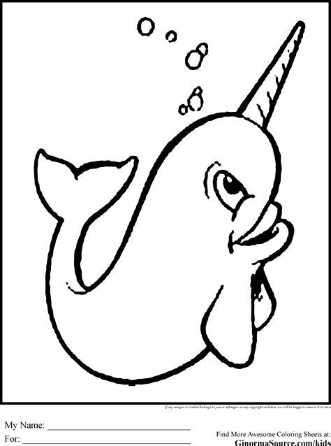 narwhal coloring pages ginormasource kids unicorn coloring pages
