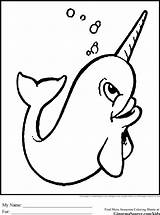 Narwhal Coloring Pages Unicorn Horn Printable Cute Drawing Kids Whale Narwahl Animal Narwhals Fat Color Print Girl Arctic Sheets Animals sketch template