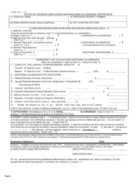 ga employee withholding form   employeeformnet