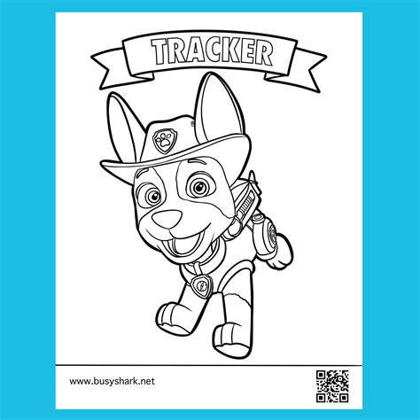 paw patrol tracker  coloring page busy shark