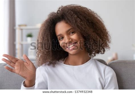 headshot portrait smiling african american teenage stock
